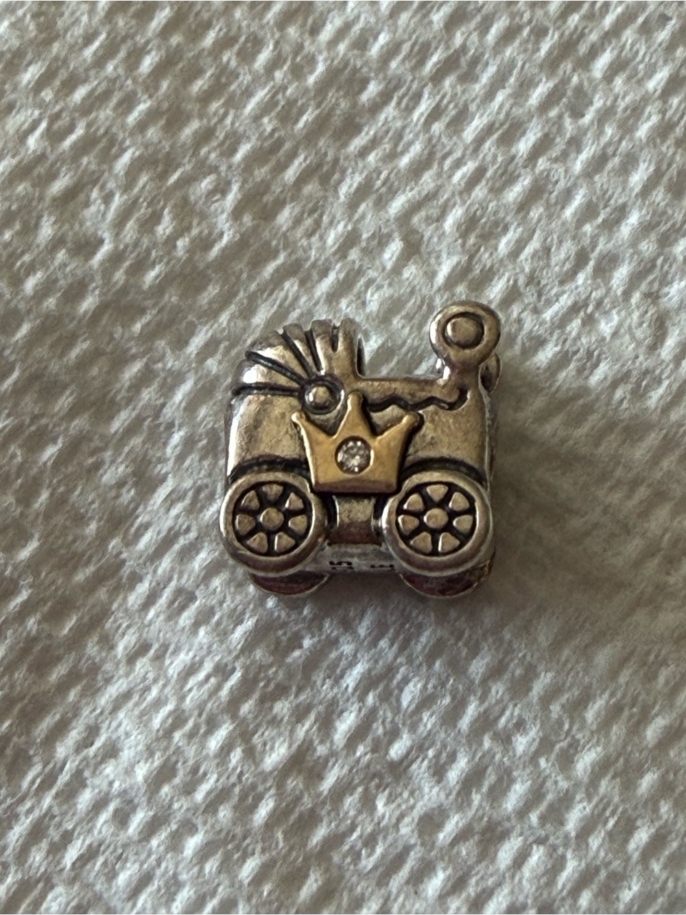 Pandora Limited Edition Royal Baby carriage with 14k gold crown model#791209CZ